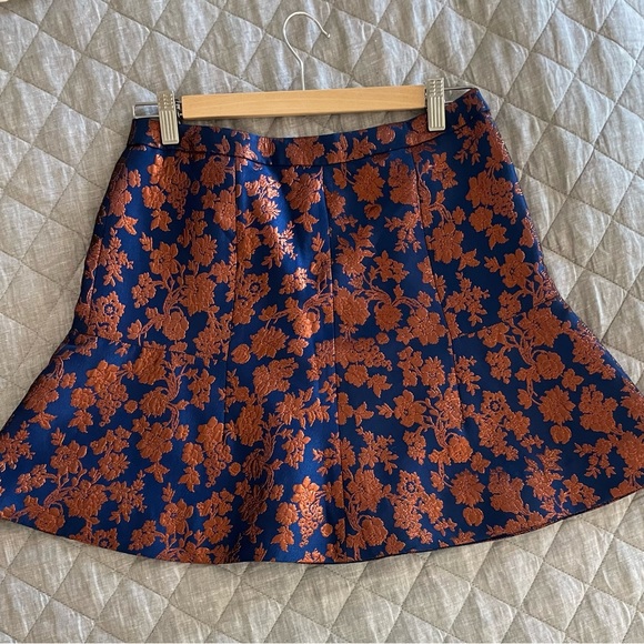 J. Crew Collection “In Bloom” skirt in navy and bronze. - Picture 1 of 6